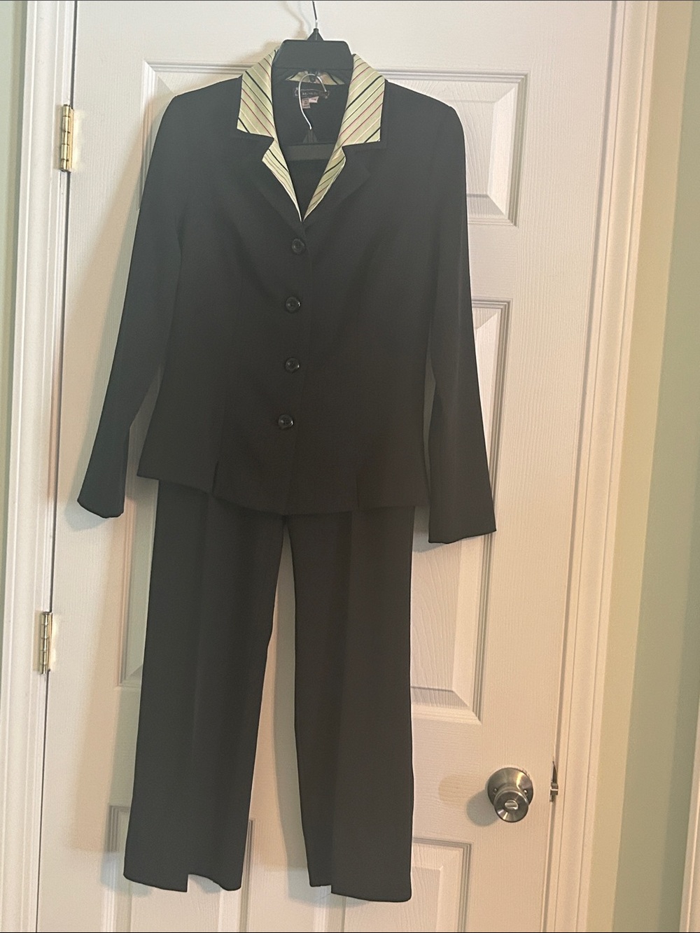 My Michelle Black Pantsuit with Striped Lapel